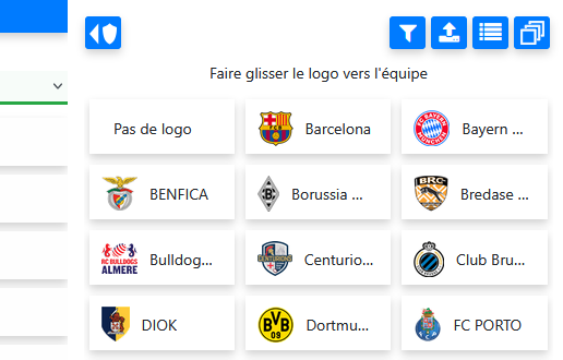 Glisser des logos depuis la sélection active vers les équipes