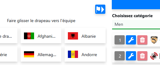 Glisser des drapeaux vers les équipes en het actieve filter aanpassen