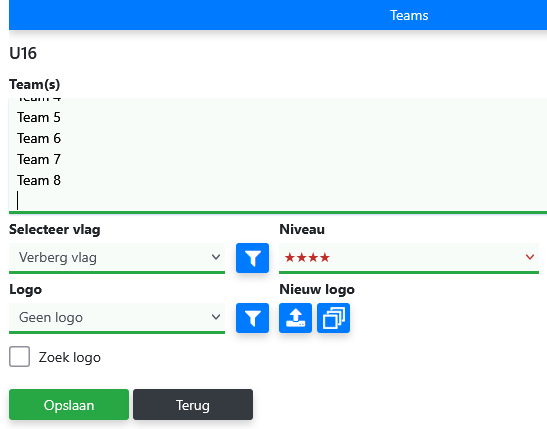 Stap 5: Teams invoeren