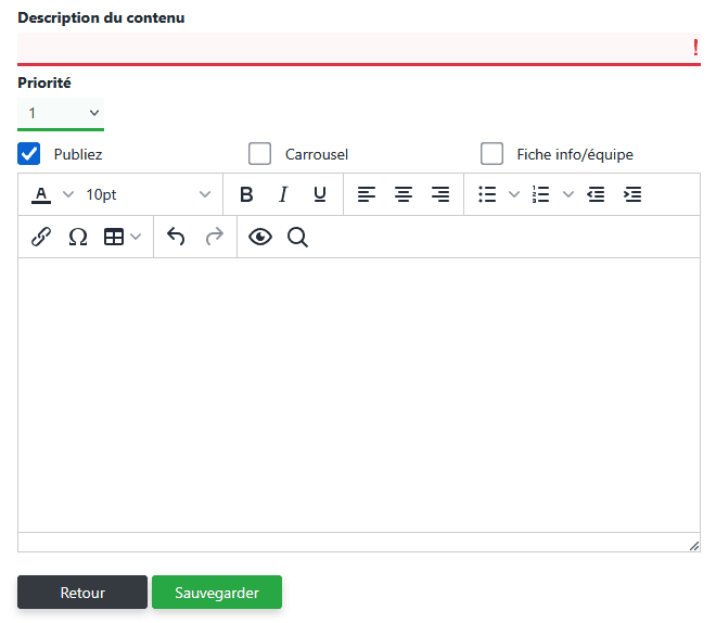 Envoyer des messages via la page visiteurs