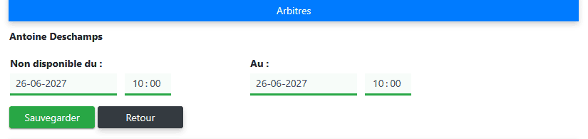 Définir les restrictions par arbitre dans Mijntoernooi.info