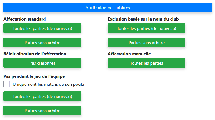 Détail et disponibilité de l'arbitre