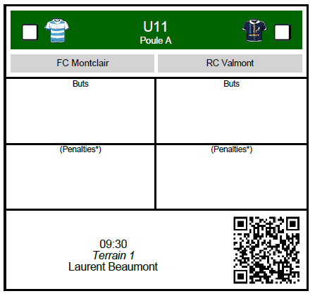Saisie du résultat via feuille de match